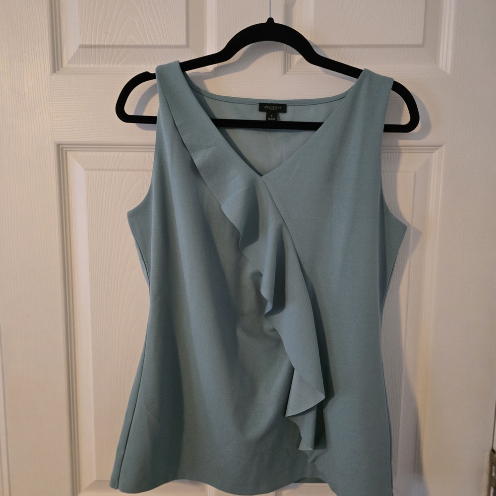 Elegant Blue Ruffled Top by Maggy London